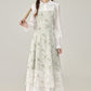 Temperament gentle style green floral dress female popular wear this year R1970