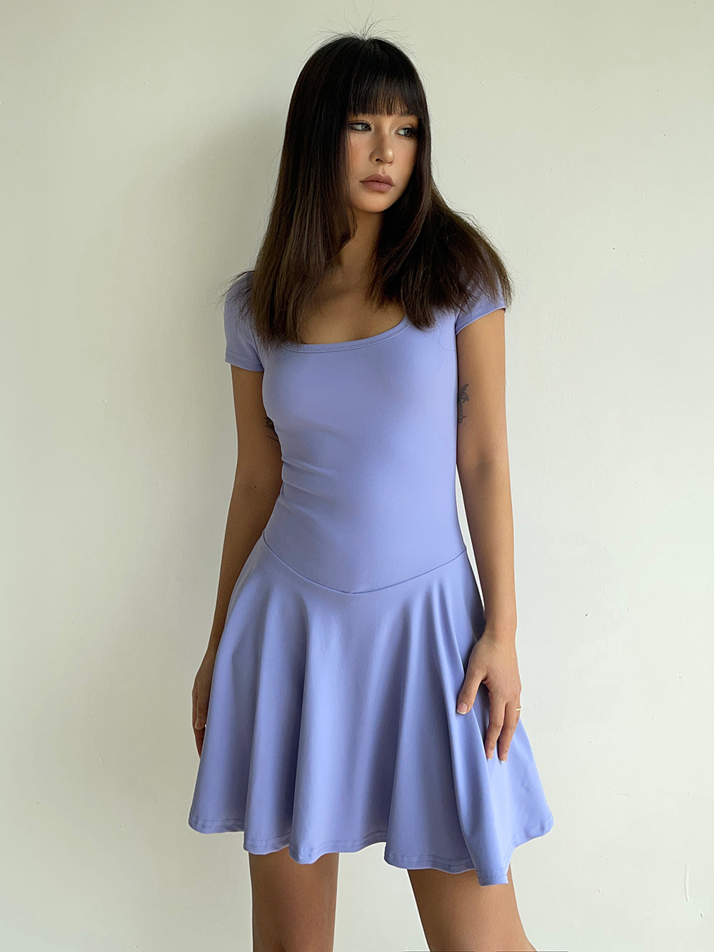 Elastic sexy low-cut square neck waist dress new summer style temperament slim ballet skirt R3073