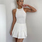 American retro college style a-line short skirt pants high waist pleated skirt short skirt summer R3074