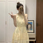 Gentle temperament small skirt holiday style three-dimensional flower sleeveless halter dress R0892