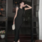 Temperament sleeveless vest dress slim fit hip dress R0559
