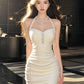 Temperament diamond-studded halter neck dress, sexy waist and hip skirt R0554