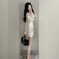 Off-shoulder polka dot dress, sexy and figure-hugging date dress R0557
