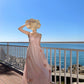 Pink flower suspender dress beautiful small skirt temperament long skirt R0521