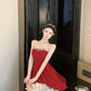 Birthday party small dress skirt high-end niche princess skirt tutu skirt red tube top dress R1814