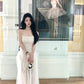 Holiday French style white suspender dress niche design slim fit fairy long dress R1812