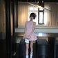 Pink sleeveless vest dress gentle temperament waist fluffy flower bud skirt R0799