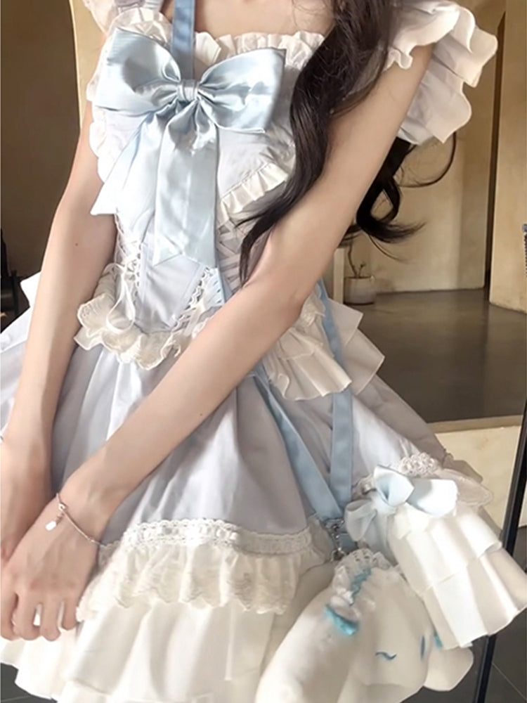 Wear pure desire design blue bow OP dress lolita puffy princess dress R1664