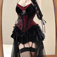 Dark Gothic Velvet Waist Halter Suspender Suit Removable Skirt Two-piece Suit R1665