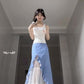 Suit white camisole faux two piece skirt two piece suit R0650