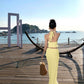 Beautiful outfit set V-neck halter top skirt sexy holiday style two-piece suit R0652