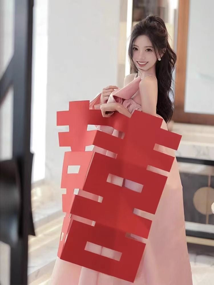 Toast dress bridal engagement dress skirt high-end niche high-end bow suspender dress R1799