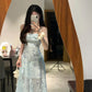 French floral suspender long dress beautiful dress for women in summer R0687