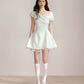 Mint green one-shoulder dress Qianjinfeng niche design unique beautiful waist skirt R5128