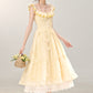 French gentle style yellow suspender dress seaside holiday long dress R1943