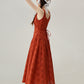 Beautiful red suspender dress for women 2025 new style waist a-line skirt R1952