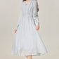 Temperament gentle style blue V-neck dress female 2025 new style skirt R1954