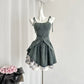 Rose denim dress 2025 new slim hot girl suspender skirt high-end R2070