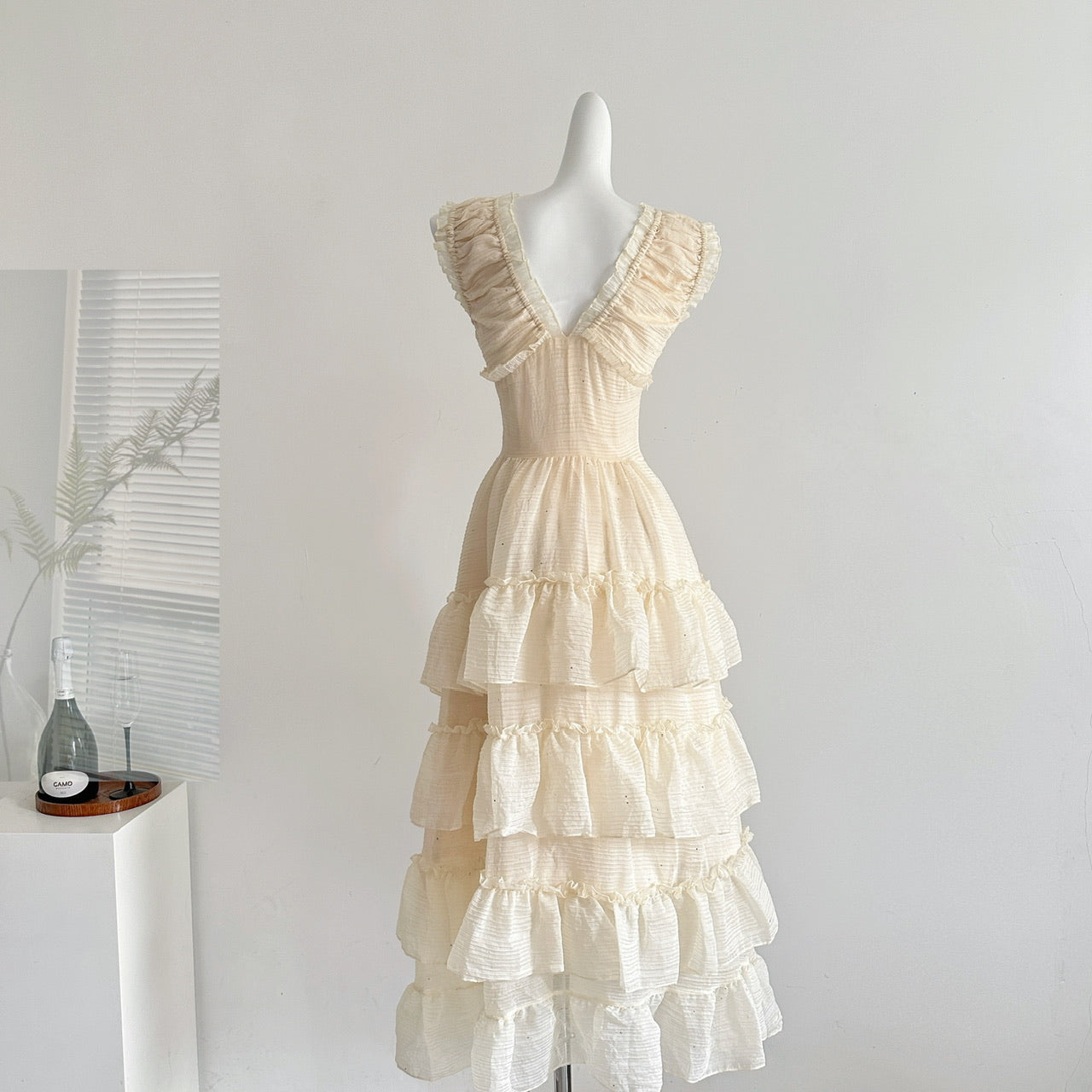 Scarlett skirt heavy V-neck suspender dress waist slim long skirt R2023