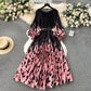 European and American style 2025 new dress printed pleated pleated waist tie holiday long skirt R2337