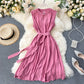 French niche dress 2025 new hollow quality round neck commuting sleeveless vest dress R2341