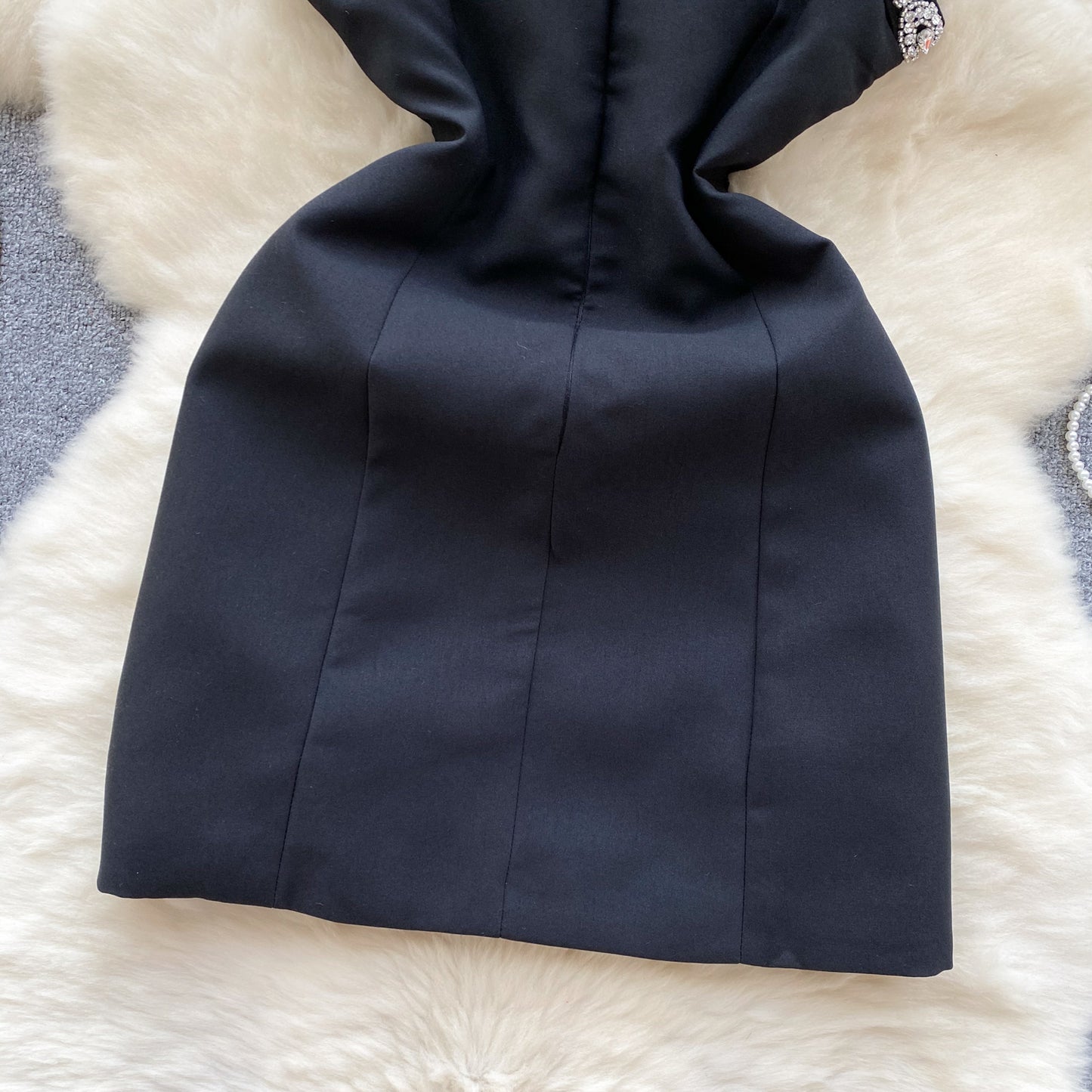 Small dress high-end niche beaded tassel slim short heavy diamond-studded halter dress R2338