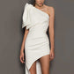 French white off-shoulder temperament slim banquet birthday party small dress skirt homecoming dress R2971
