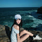 Gentle blue short-sleeved dress with elegant waist A-line short skirt R0828