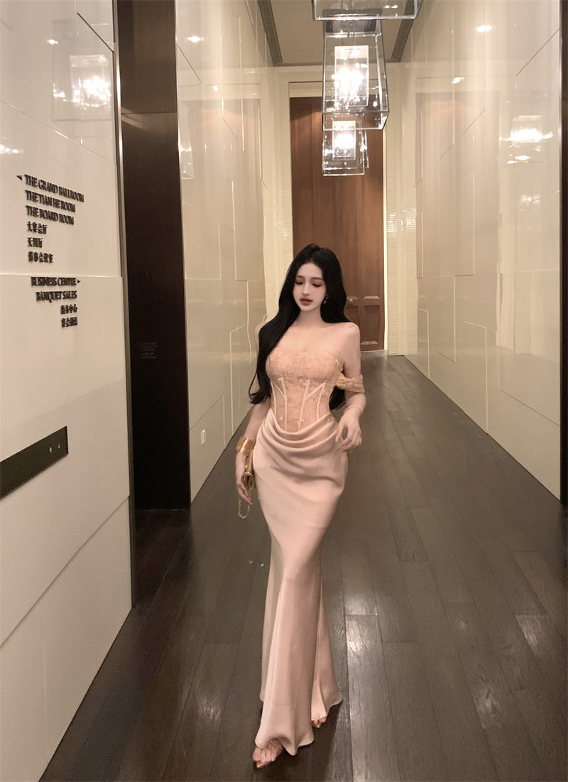 Celebrity sexy one shoulder tube top dress niche banquet dress skirt R0491