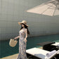 Tea break floral suspender dress gentle temperament waist slim fit A-line skirt R0499