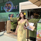 Yellow v-neck floral dress with ruffles, beautiful and unique waist-hugging hip skirt R0500