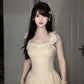 A-line princess dress with small flying sleeves and a sweet fluffy cake waist R0501
