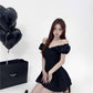 Tea break French pleated dress 2025 new waist slim Hepburn style little black dress R0152