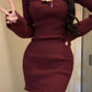 Slim Sexy Square Neck Bottom Sweater Dress Knitted Dress Red Hip Skirt R0147