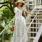 French design pastoral style printed slim fishbone corset dress R5105