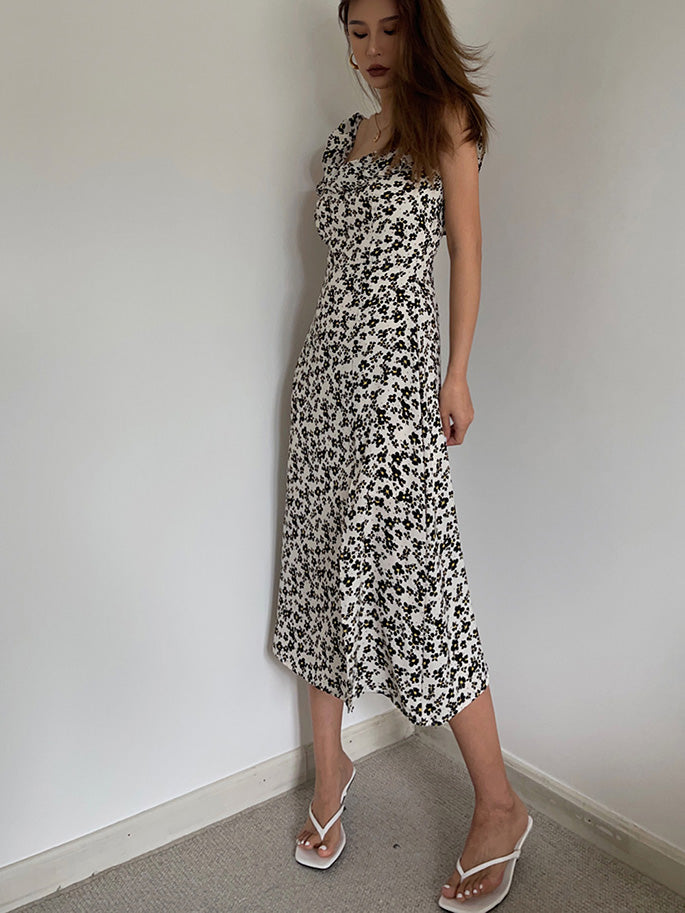 French retro floral tight slit suspender dress slim sexy mid-length skirt over the knee skirt R3036