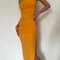 Hot girl sexy slit tube top dress slim fit medium length hip waist dress high-end long skirt R3037