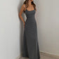 Simple temperament suspender long skirt super A figure waistline sexy hot girl dress R3030