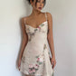 Rose suspender dress summer slim temperament sleeveless skirt waist a-line short skirt R3031