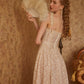 French style heavy lace suspender fishbone dress light evening gown R5065