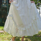First Love Little White Dress Retro Pastoral Waist Belt Fake Two-Piece Fishbone Dress R5069
