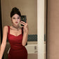 Retro suspender dress, sexy temperament, waist and hip-hugging dress skirt R1451