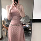 A complete set of backless polka dot suspender top and skirt, salty and mature two-piece suit new style R0445