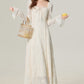 Temperament gentle style apricot floral dress women's new square neck dress R1955