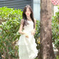 Irregular white suspender dress gentle temperament beautiful summer skirt R0756