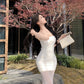 White lace suspender dress beautiful waist hip skirt R0526