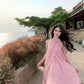 Pink sleeveless halter dress gentle style super beautiful dress R0727