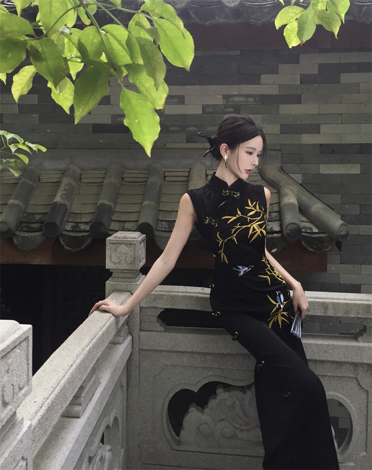 Beautiful young cheongsam 2025 new high-end new Chinese style sleeveless dress R1810