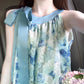 Butterfly floral lace-up halter neck dress gentle style temperament long skirt R0754