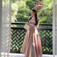 Square neck suspender dress sexy sleeveless vest waist slim fit high-end dress skirt R1482